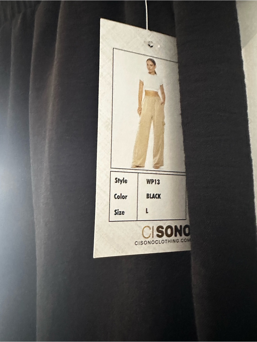 Cisono Black Cargo Wide-Leg Pants